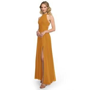 AZAZIE CLARICE Butterscotch A-Line Halter Chiffon Dress Women Size 16